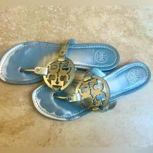 Tory Burch Miller Silver Slides